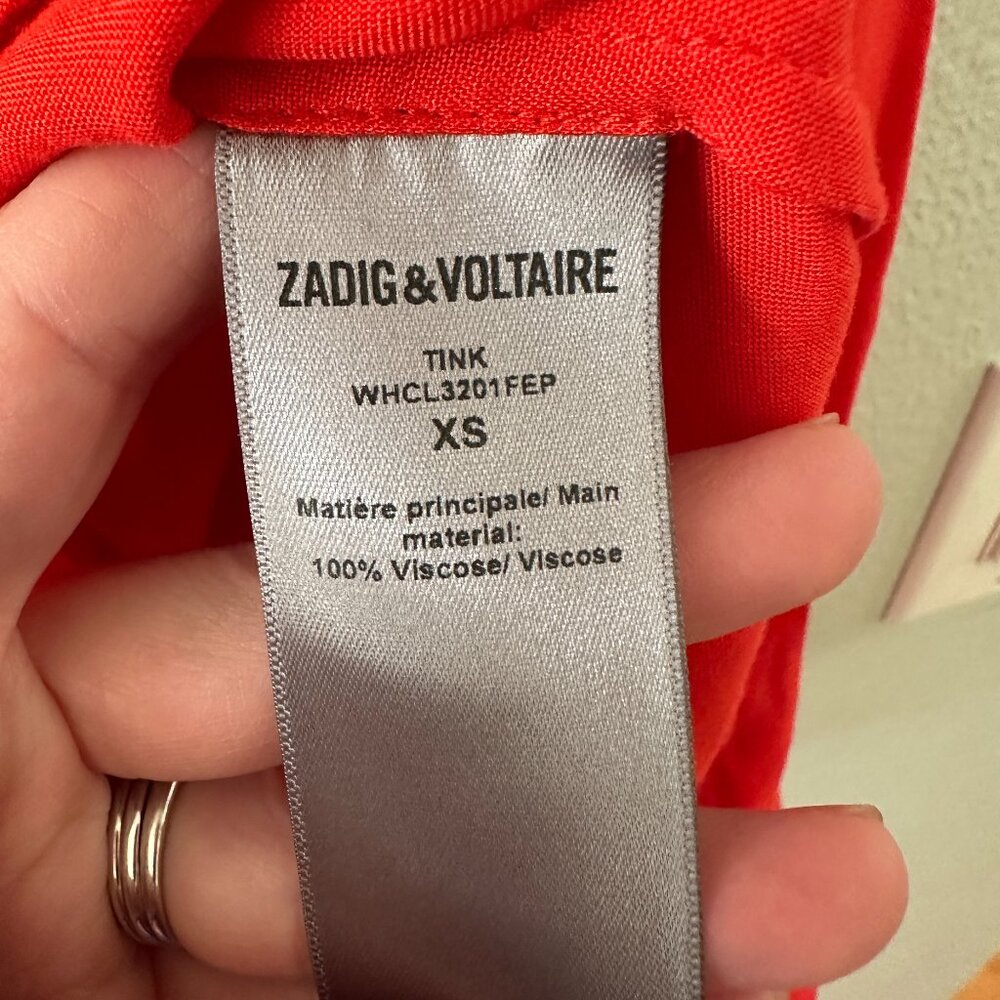 Zadig & Voltaire Tink Solid Long Sleeve Blouse Fire Red Women's XS Top Shirt - Picture 5 of 7